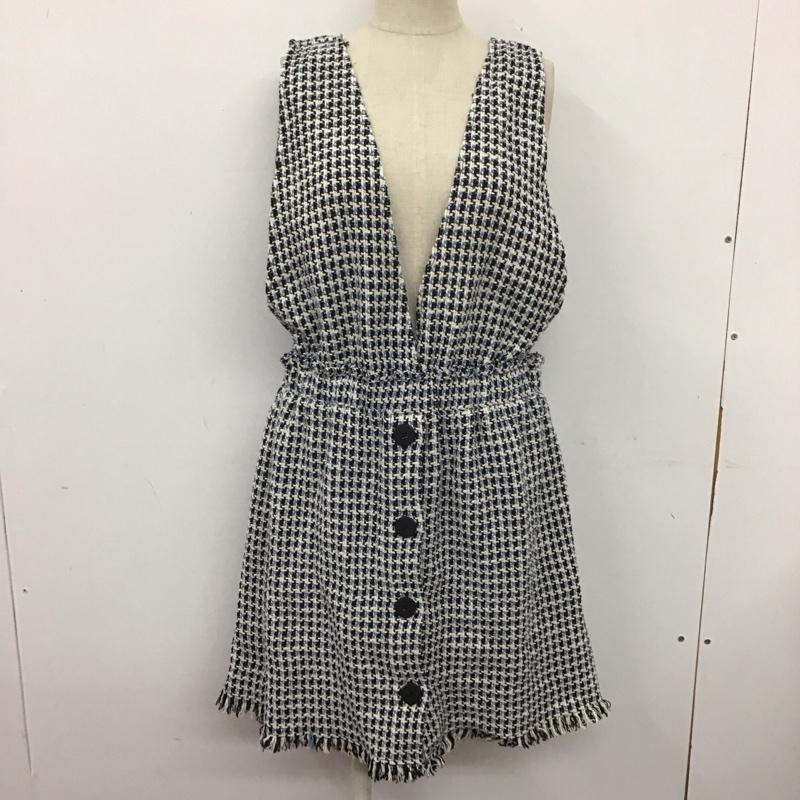 ザラ ZARA ワンピース ミニスカート 2320 170 044 L チェック 白 / ホワイト / X 黒 / ブラック / X 水色 / ライトブルー /  レディース USED 古着 中古 10106705
