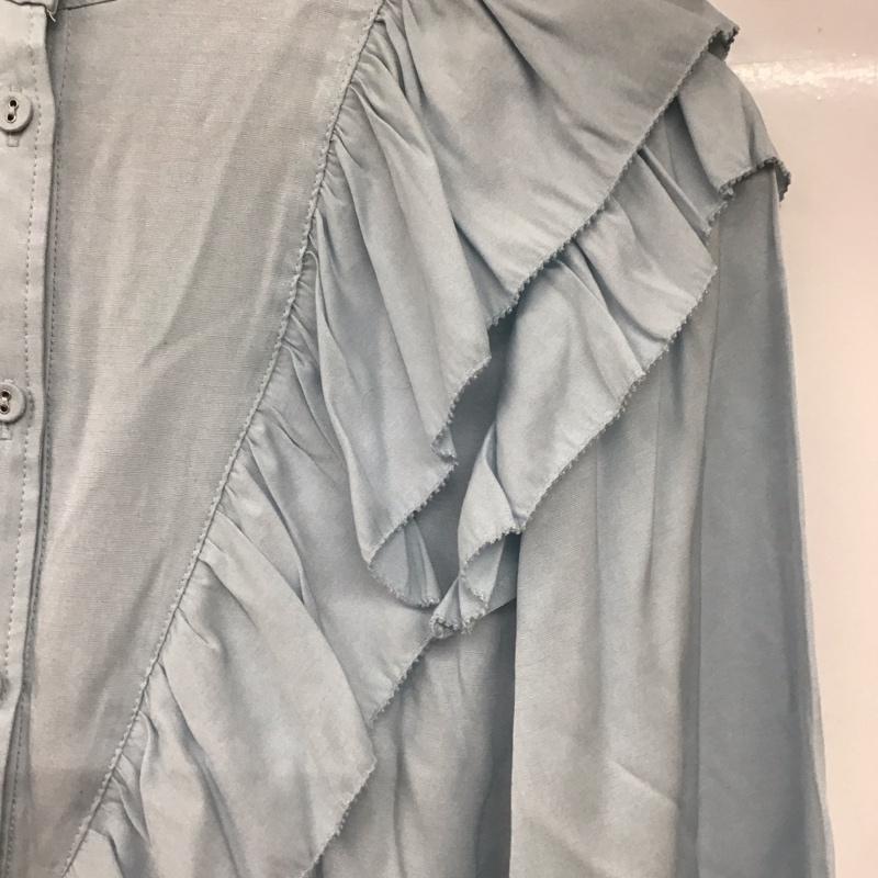 マウジー MOUSSY シャツ、ブラウス 長袖 029eaa30-5230 長袖フリルシャツ ノーカラーシャツ FREE 無地 水色 / ライトブルー /  レディース USED 古着 中古 10128910