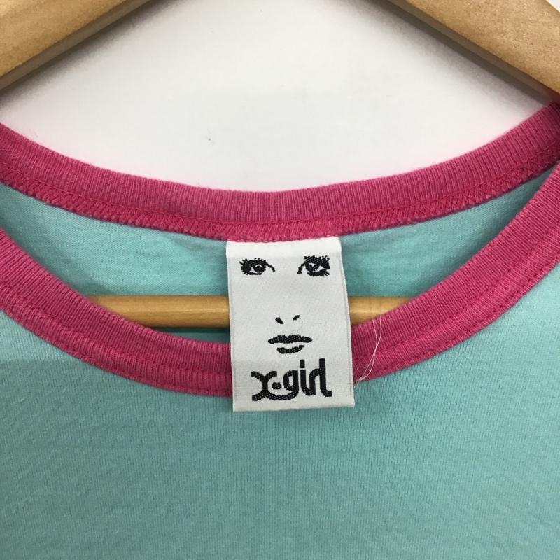 エックスガール X-girl Tシャツ 半袖 2 プリント 水色 / ライトブルー /  レディース USED 古着 中古 10146757