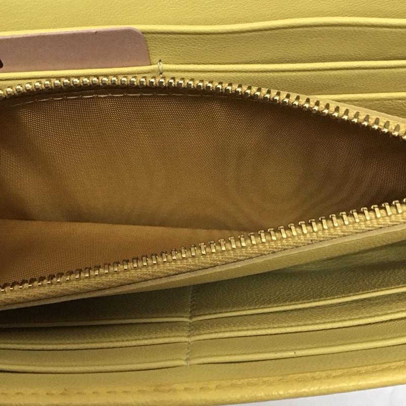 ミュウミュウ miu miu 財布 長財布 5M1109 オーストリッチ型押し 箱有 ロゴ、文字 黄 / イエロー /  レディース USED 古着 中古 10114301