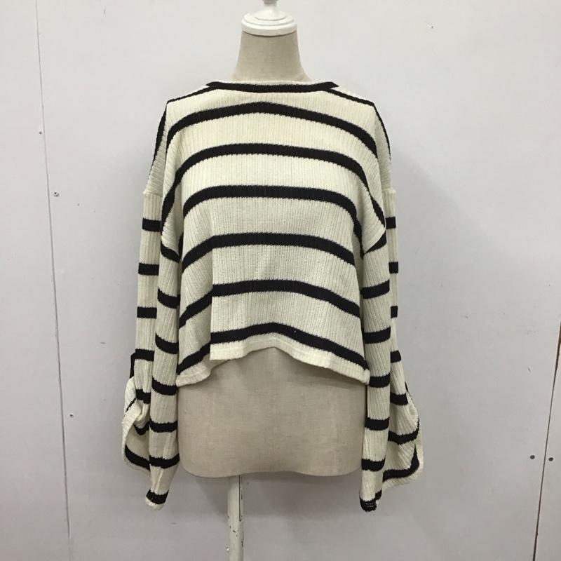 ザラ ZARA ニット、セーター 長袖 2298 008 712 クロップド丈 S ボーダー柄 黒 / ブラック / X オフホワイト / オフホワイト /  レディース USED 古着 中古 10108224