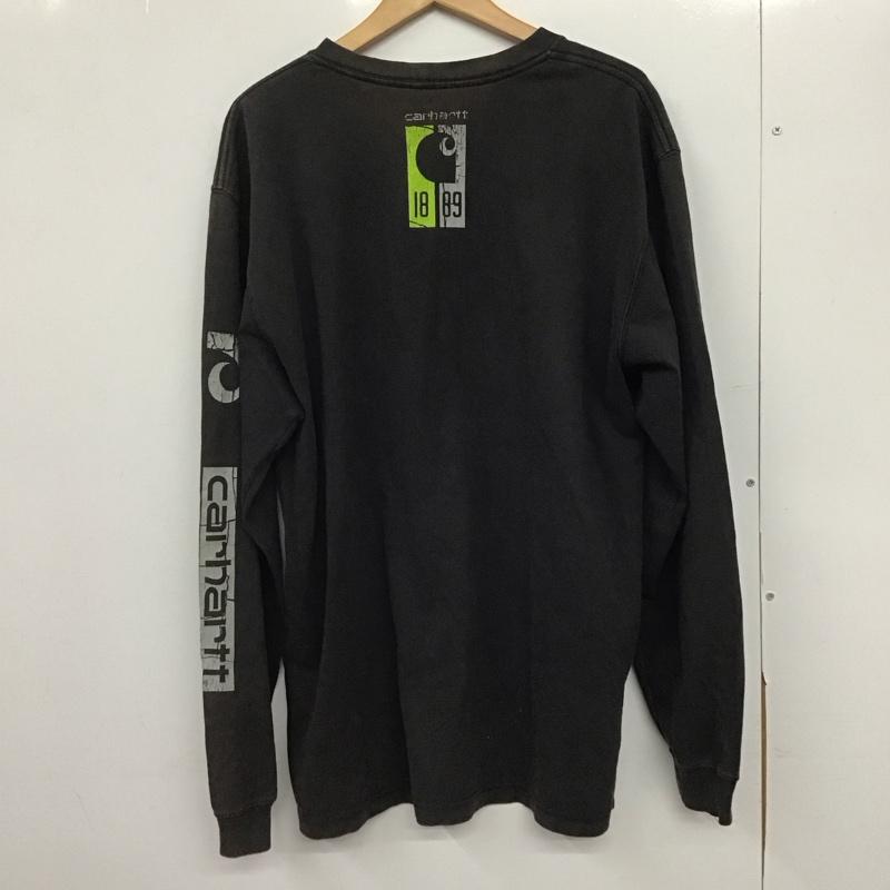 カーハート Carhartt カットソー 長袖 長袖カットソー プリントカットソー クルーネック M ロゴ、文字 ダークグレー / ダークグレー /  メンズ USED 古着 中古 10146180