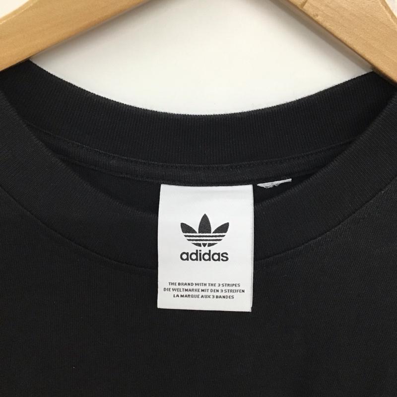 アディダス adidas Tシャツ 半袖 半袖カットソー プリントTシャツ クルーネックカットソー ロゴ、文字 黒 / ブラック /  メンズ USED 古着 中古 10133722