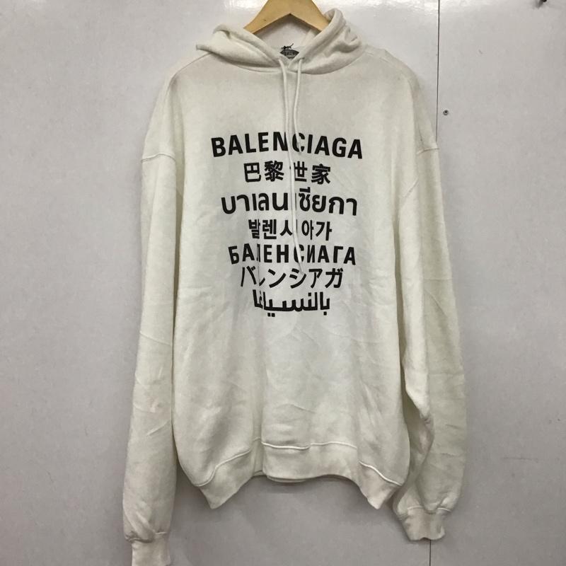 バレンシアガ BALENCIAGA パーカー 長袖 641679 TJVI6 LANGUAGE ランゲージプリント プルオーバー XS ロゴ、文字 X プリント 白 / ホワイト /  メンズ USED 古着 中古 10141195