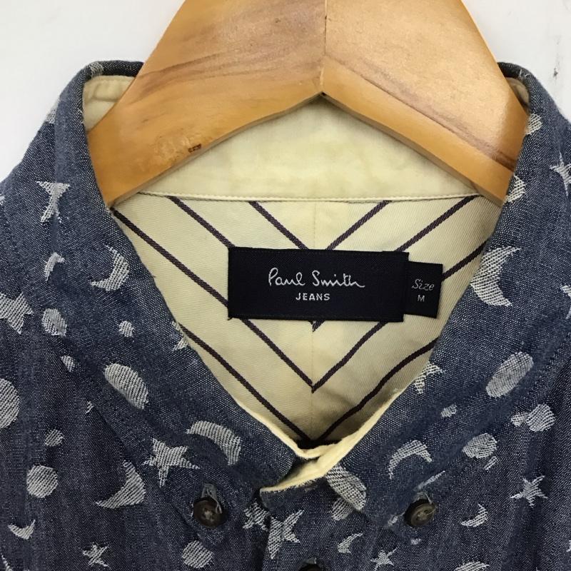 ポールスミス Paul Smith シャツ、ブラウス 長袖 長袖シャツ デニムシャツ 総柄シャツ M プリント インディゴ / インディゴ /  メンズ USED 古着 中古 10135470
