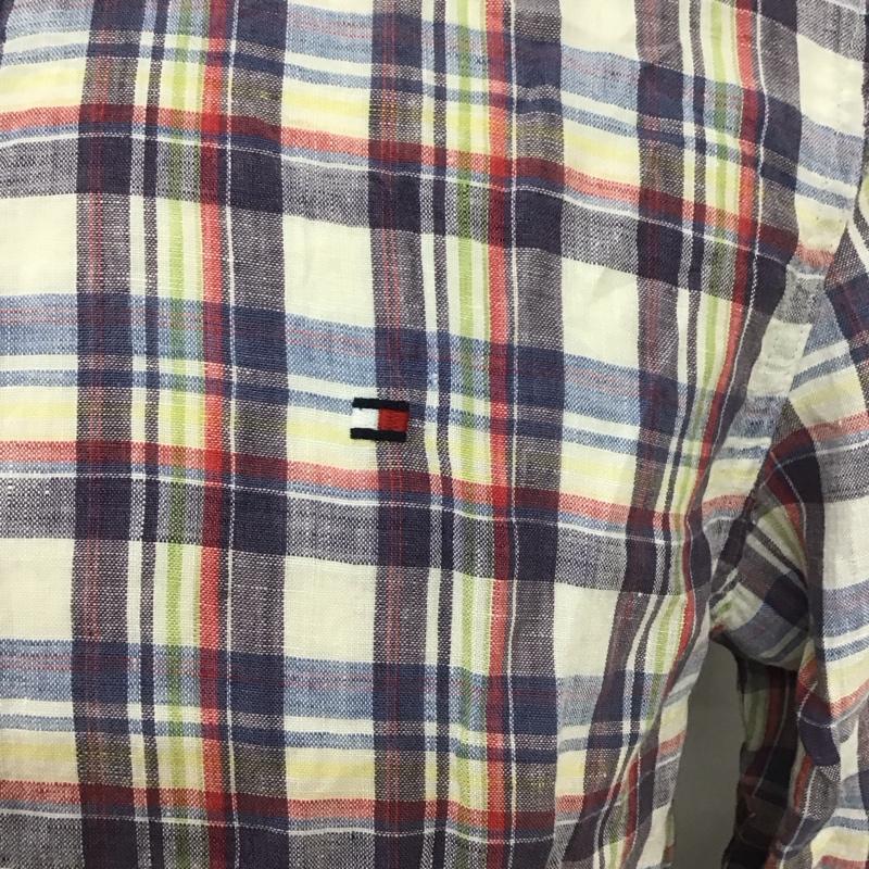 トミーヒルフィガー TOMMY HILFIGER シャツ、ブラウス 長袖 0887852408 ボタンダウン リネン タグ付き チェック M ワンポイント マルチカラー / マルチカラー /  メンズ USED 古着 中古 10112671
