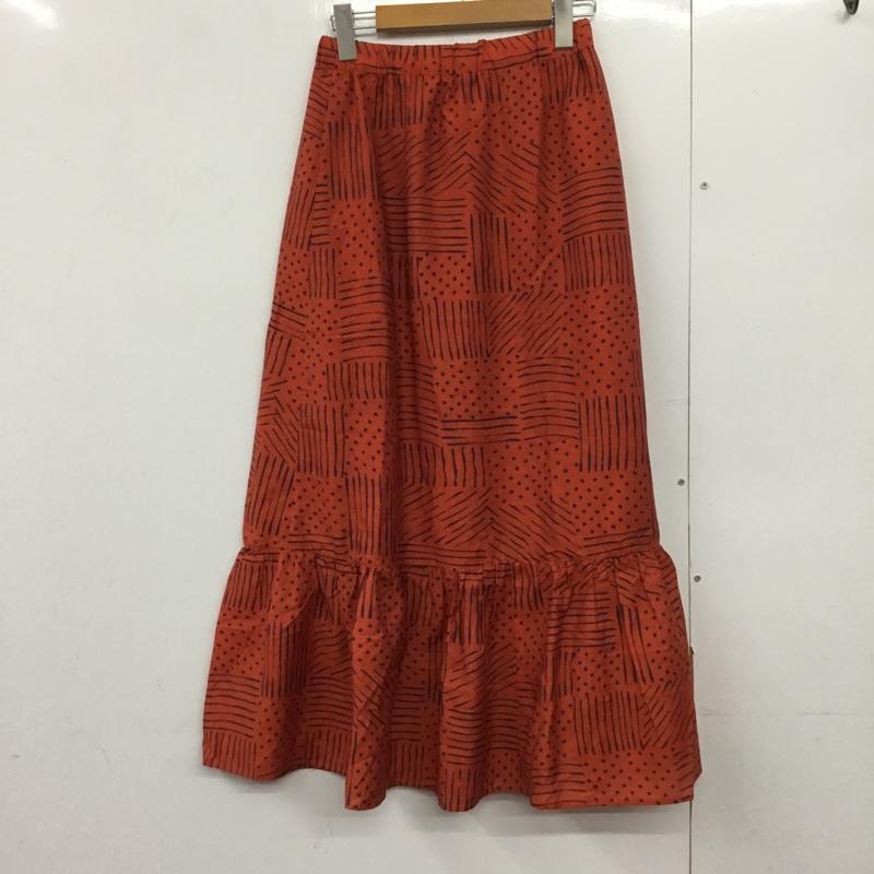 ローリーズファーム LOWRYS FARM スカート ロングスカート LF521001GS ティアードスカート FREE 総柄 橙 / オレンジ /  レディース USED 古着 中古 10144648