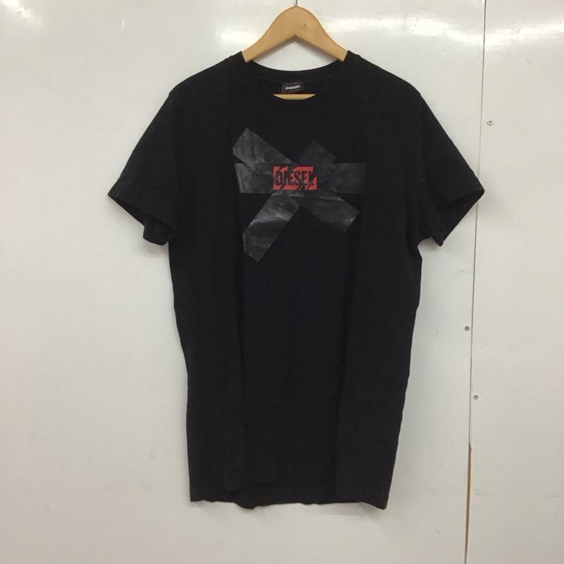ディーゼル DIESEL Tシャツ 半袖 半袖カットソー プリントTシャツ クルーネックカットソー L ロゴ、文字 黒 / ブラック /  メンズ USED 古着 中古 10148987