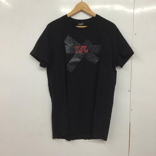 ディーゼル DIESEL Tシャツ 半袖 半袖カットソー プリントTシャツ クルーネックカットソー L ロゴ、文字 黒 / ブラック /  メンズ USED 古着 中古 10148987