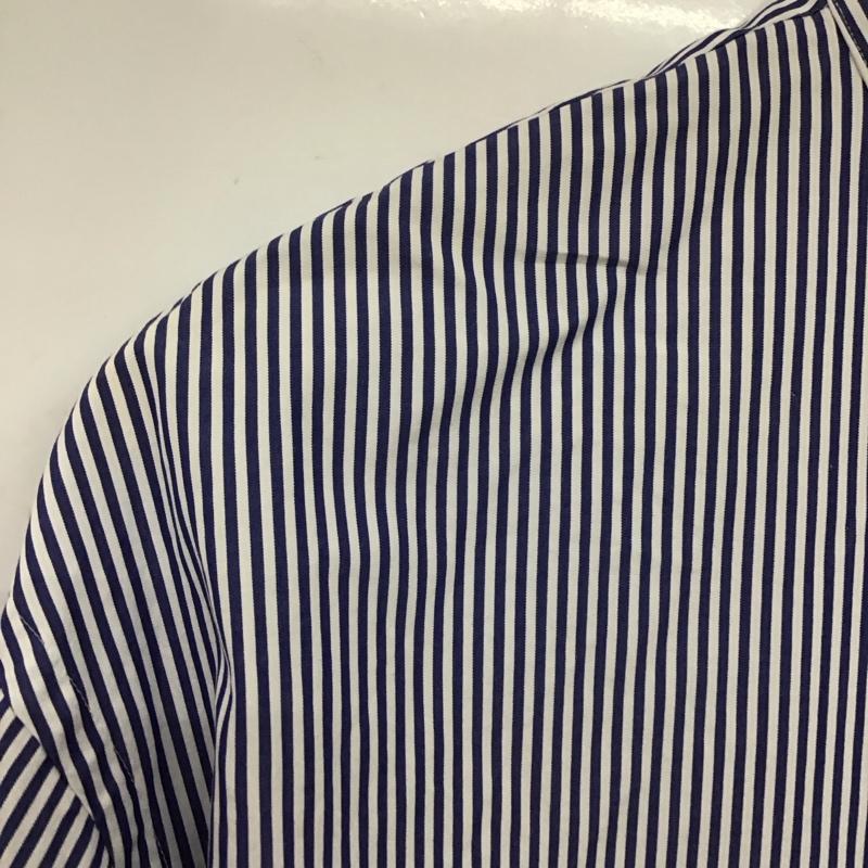 ユニクロ UNIQLO シャツ、ブラウス 長袖 331-436115 スーピマコットンオーバーサイズスタンドカラーシャツ 長袖シャツ M ストライプ 白 / ホワイト / X 青 / ブルー /  メンズ USED 古着 中古 10138219