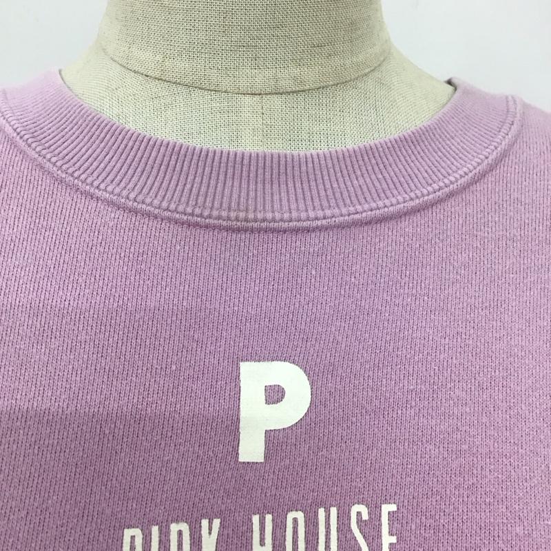 ピンクハウス PINK HOUSE トレーナー 長袖 長袖トレーナー スウェット クルーネック リブスウェットカットソー L ロゴ、文字 桃 / ピンク /  レディース USED 古着 中古 10117315