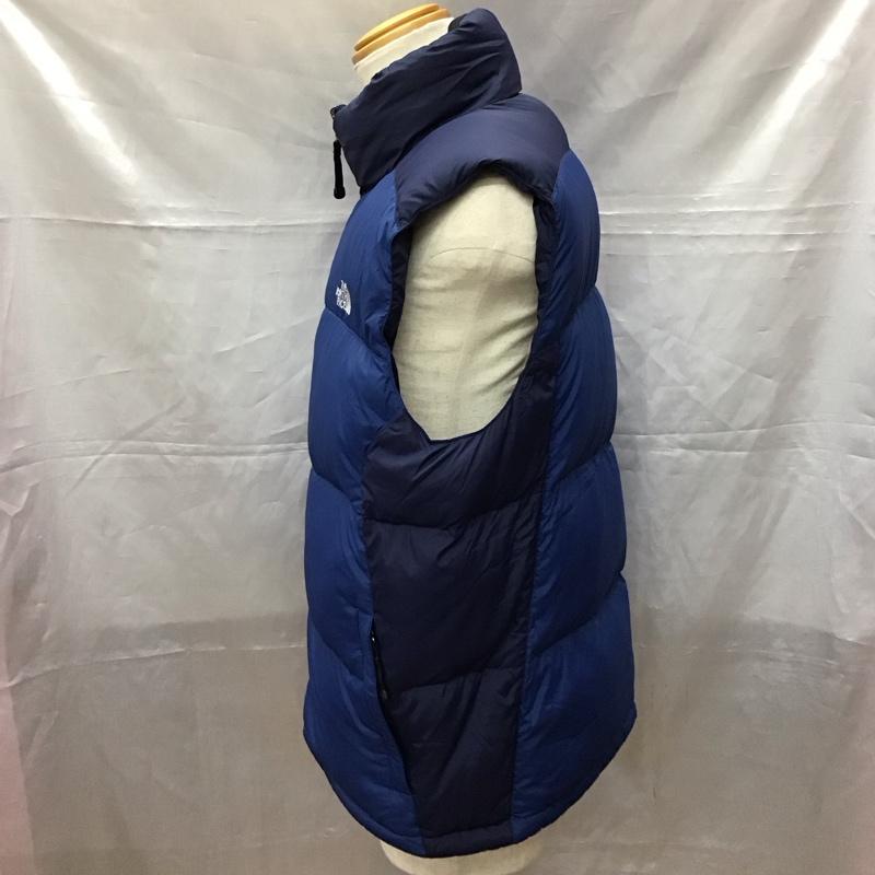 ザノースフェイス THE NORTH FACE ベスト ベスト ジップアップベスト ダウンベスト ノースリーブカットソー L ロゴ、文字 青 / ブルー / X 紺 / ネイビー /  メンズ USED 古着 中古 10114388