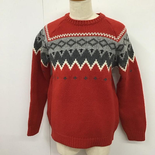 ジョーマッコイ JOE McCOY ニット、セーター 長袖 長袖ニットカットソー ニット セーター クルーネックニット L プリント 赤 / レッド /  メンズ USED 古着 中古 10115383