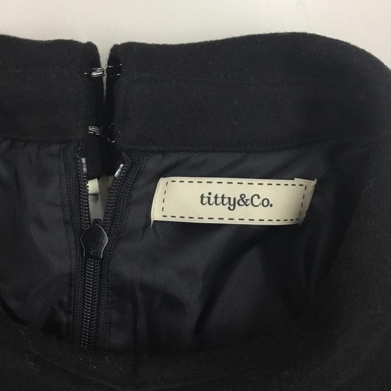 ティティーアンドコー titty&Co. ワンピース ひざ丈スカート 長袖ワンピース フレアワンピース ウエスト切り替えワンピース S 無地 黒 / ブラック /  レディース USED 古着 中古 10122177