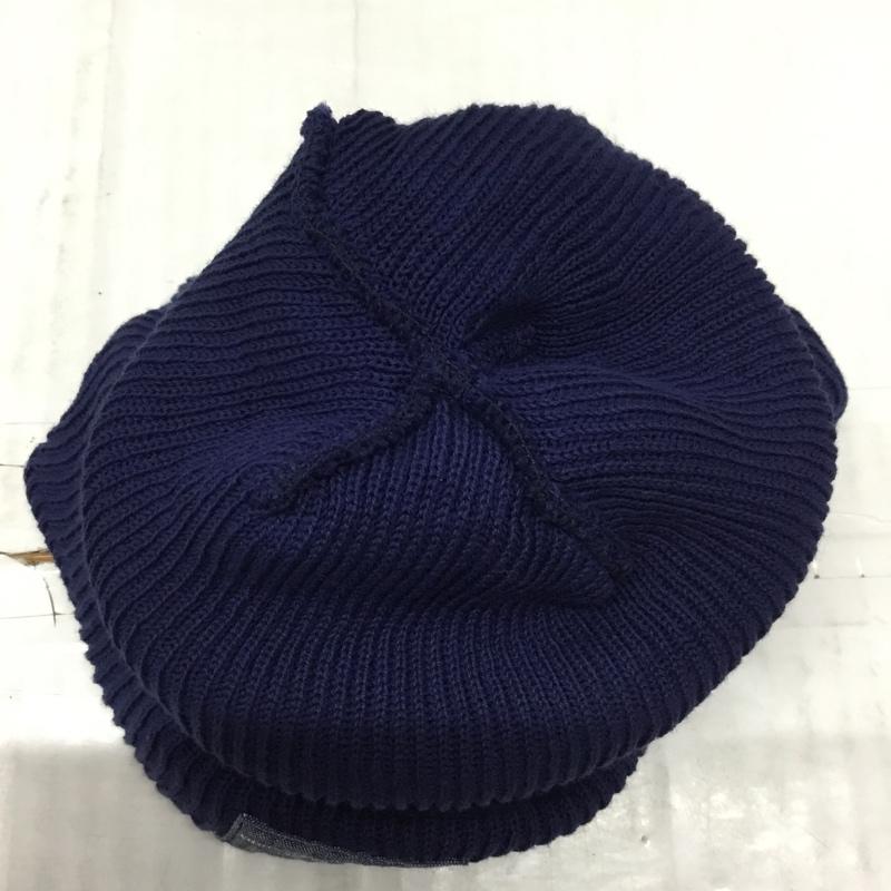 ブルーブルー BLUE BLUE 帽子 ニット帽 オーガニックコットン ワッチキャップ ロゴ、文字 紺 / ネイビー /  メンズ USED 古着 中古 10107897