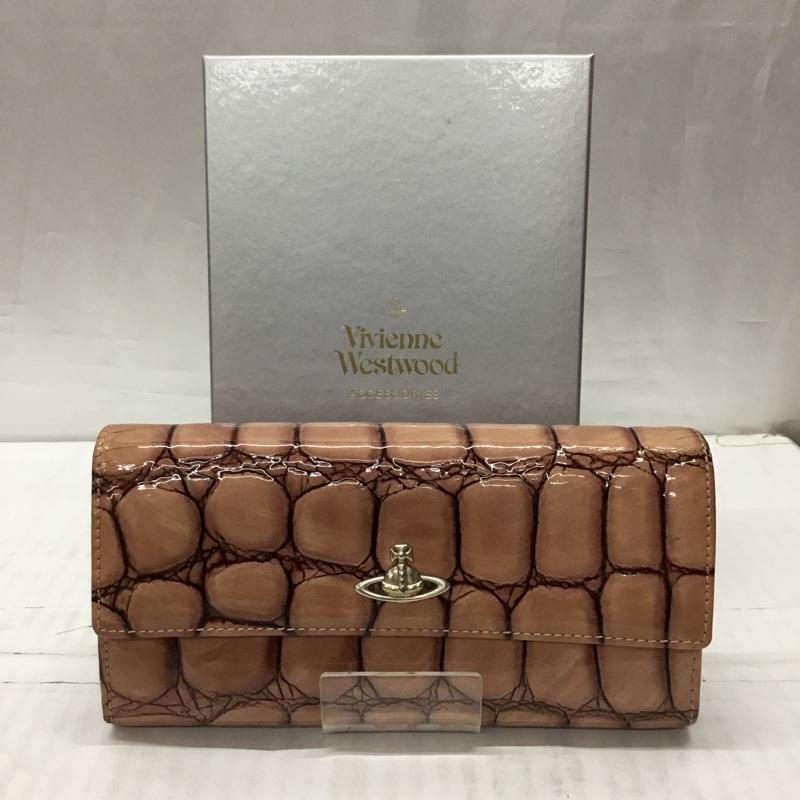 ヴィヴィアンウエストウッド Vivienne Westwood 財布 長財布 箱有 エナメル ワンポイント ベージュ / ベージュ /  レディース USED 古着 中古 10112913