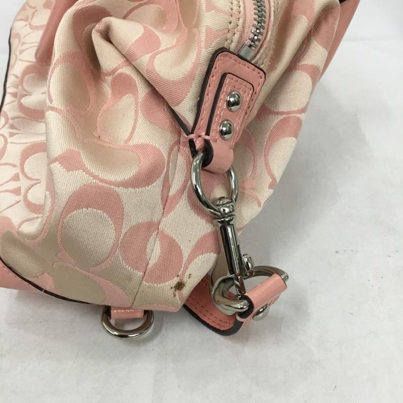 コーチ COACH ハンドバッグ ハンドバッグ F15443 アシュレイ シグネチャー サテンサッチェル ロゴ、文字 桃 / ピンク /  レディース USED 古着 中古 10145199