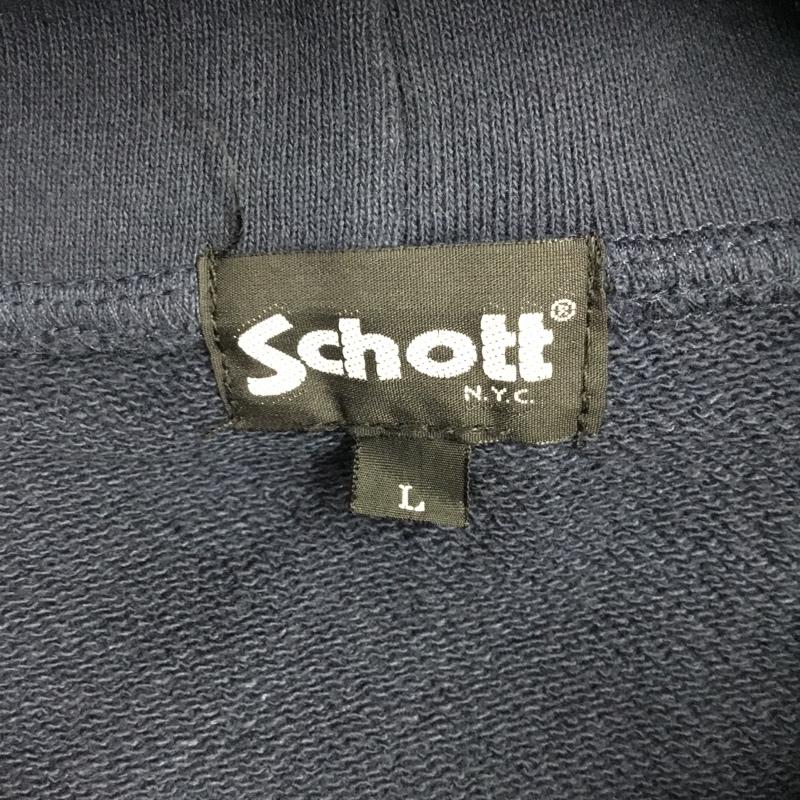 ショット schott パーカー 長袖 782-2231005 HOODEDSWEATOVALCHENILLELOGO 長袖パーカー プルオーバー L ロゴ、文字 紺 / ネイビー /  メンズ USED 古着 中古 10121801