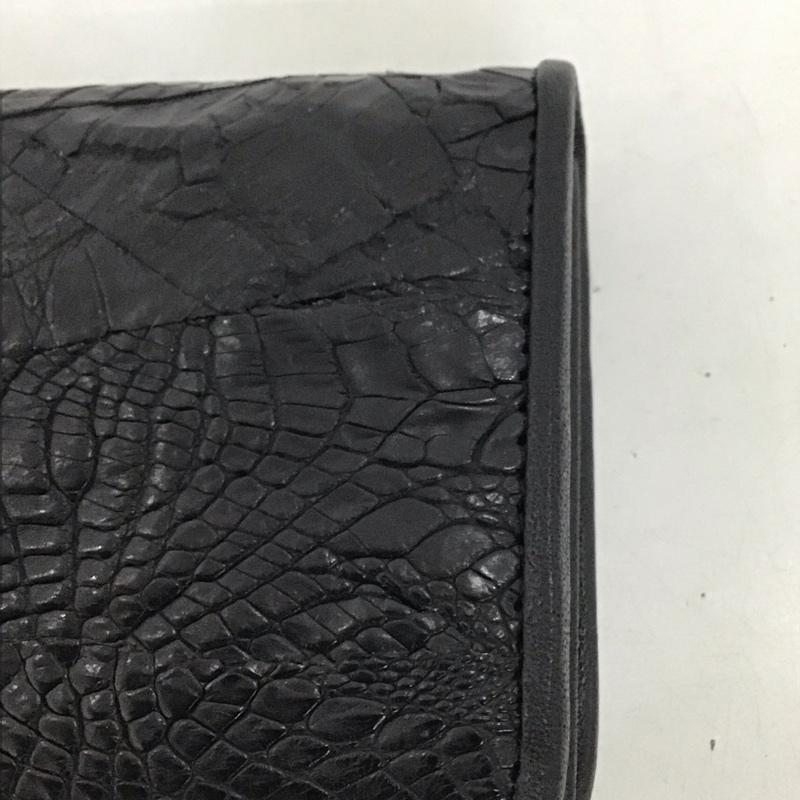 古着 USED カードケース 名刺入れ レザー クロコダイル 箱有 アニマル柄 黒 / ブラック /  メンズ USED 古着 中古 10135299
