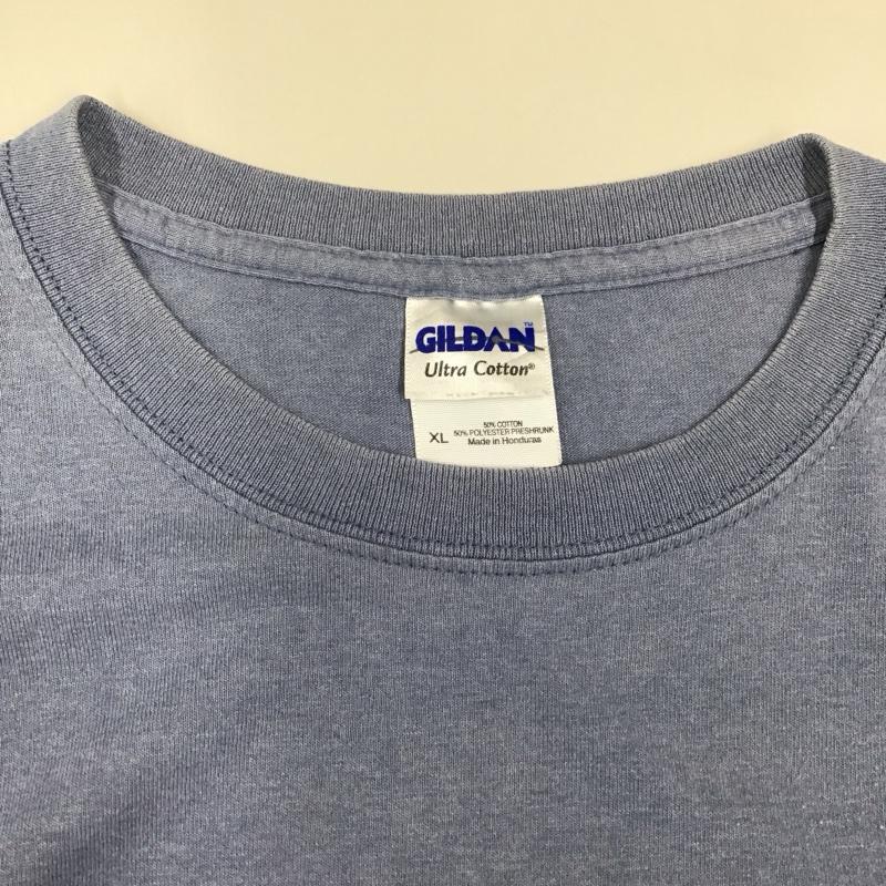ギルダン GILDAN Tシャツ 半袖 クルーネック バックプリント XL ロゴ、文字 水色 / ライトブルー /  メンズ USED 古着 中古 10122621