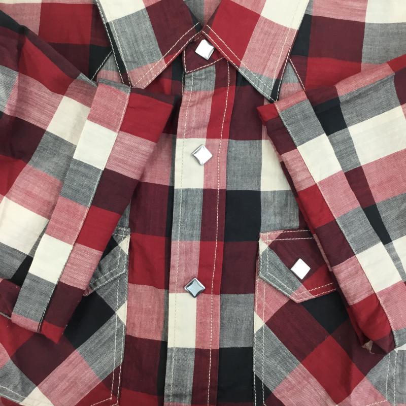 フラットヘッド The Flat Head シャツ、ブラウス 半袖 38 チェック 赤 / レッド / X 黒 / ブラック / X 白 / ホワイト / X 灰 / グレー /  メンズ USED 古着 中古 10130862