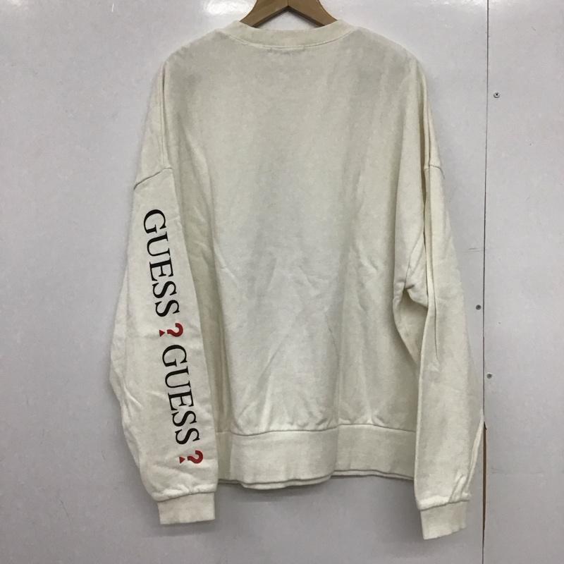 ゲス Guess トレーナー 長袖 長袖トレーナー スウェット クルーネック プルオーバー M ロゴ、文字 アイボリー / アイボリー /  メンズ USED 古着 中古 10147325