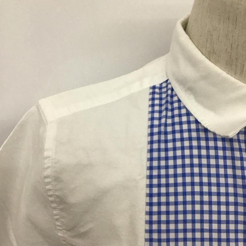 ビームス ハート BEAMS HEART シャツ、ブラウス 半袖 M 無地 X チェック X ストライプ 白 / ホワイト / X 水色 / ライトブルー /  メンズ USED 古着 中古 10111214