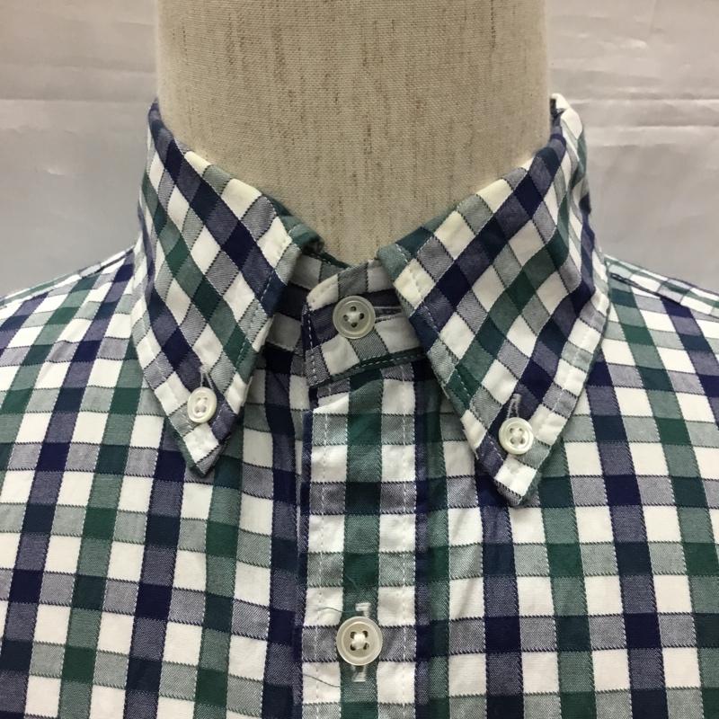 シップス SHIPS シャツ、ブラウス 長袖 111-14-0394 ボタンダウン S チェック 白 / ホワイト / X 緑 / グリーン / X 紺 / ネイビー /  メンズ USED 古着 中古 10116108
