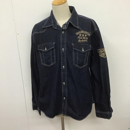 ヴァンソン VANSON シャツ、ブラウス 長袖 長袖シャツ カラーシャツ ポケットシャツ 長袖カットソー 古着 ヴィンテージ XXL ロゴ、文字 インディゴ / インディゴ /  メンズ USED 古着 中古 10106784