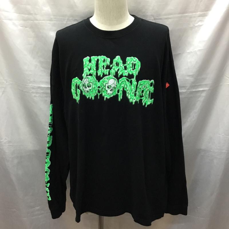 ヘッドグーニー HEADGOONIE カットソー 長袖 長袖カットソー クルーネックカットソー ロングスリーブカットソー プリントTシャツ L ロゴ、文字 黒 / ブラック /  メンズ USED 古着 中古 10117535