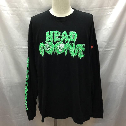 ヘッドグーニー HEADGOONIE カットソー 長袖 長袖カットソー クルーネックカットソー ロングスリーブカットソー プリントTシャツ L ロゴ、文字 黒 / ブラック /  メンズ USED 古着 中古 10117535