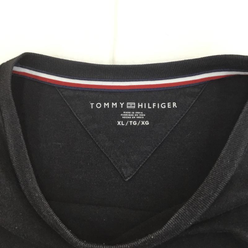 トミーヒルフィガー TOMMY HILFIGER Tシャツ 半袖 TOMMY HILFIGER 半袖Tシャツ XL ワンポイント X 刺繍 黒 / ブラック /  メンズ USED 古着 中古 10129893