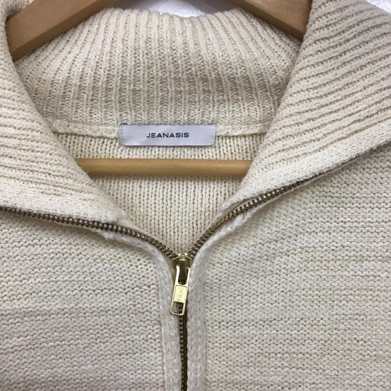 ジーナシス JEANASIS ニット、セーター 長袖 長袖ニット ジップアップ セーラーカラー セーター FREE 無地 アイボリー / アイボリー /  レディース USED 古着 中古 10145432