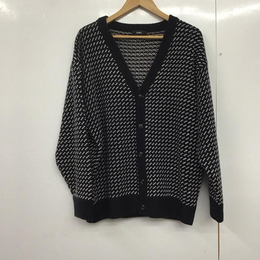シップス SHIPS カーディガン 長袖 長袖カーディガン 前ボタン ニットカーディガン S 総柄 白 / ホワイト / X 黒 / ブラック /  メンズ USED 古着 中古 10143476