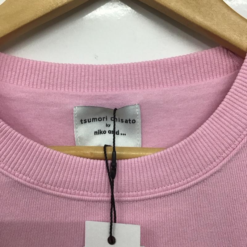 ニコアンド niko and... トレーナー 長袖 ツモリチサト コラボ キラネコ刺繍裏毛PO スウェット タグ付き L ワンポイント 桃 / ピンク /  レディース USED 古着 中古 10146598