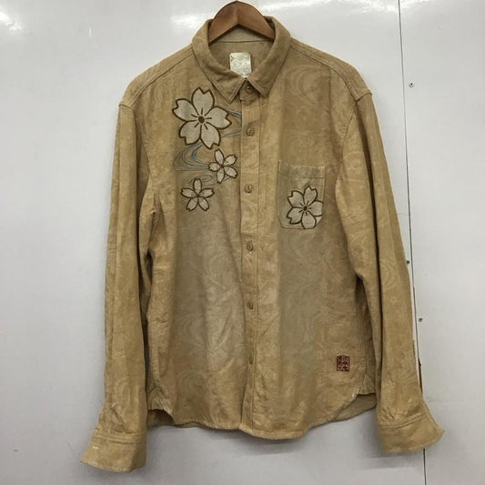 カラクリダマシイ 絡繰魂 シャツ、ブラウス 長袖 長袖シャツ 刺繍シャツ カラーシャツ XXL 刺繍 ベージュ / ベージュ /  メンズ USED 古着 中古 10149532