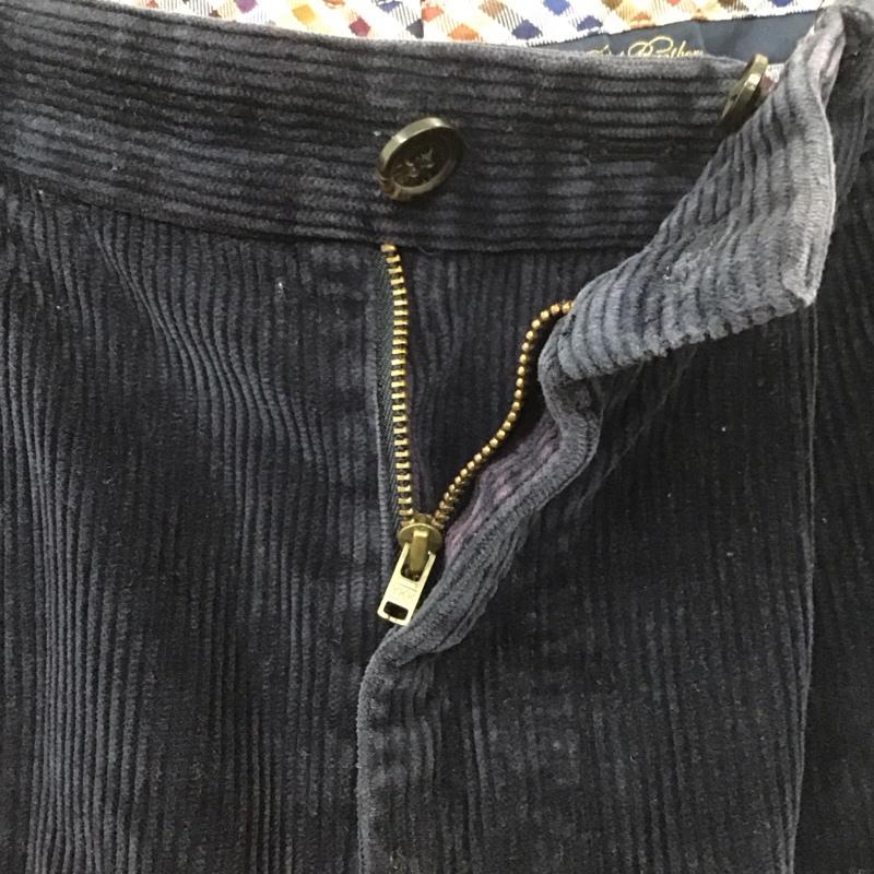 ブルックスブラザーズ BROOKS BROTHERS パンツ チノパン コーデユロイパンツ ワイドパンツ カジュアルパンツ ストレートパンツ チノパン 34 無地 紺 / ネイビー /  メンズ USED 古着 中古 10110353