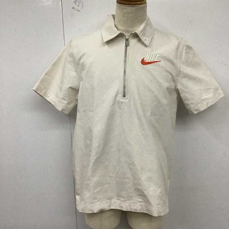 ナイキ NIKE シャツ、ブラウス 半袖 dm5284-030 NSWNIKETRENDL/Sオーバーシャツ 半袖シャツ ジップアップカラー S ロゴ、文字 白 / ホワイト /  メンズ USED 古着 中古 10125919