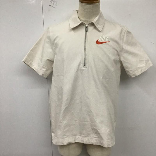 ナイキ NIKE シャツ、ブラウス 半袖 dm5284-030 NSWNIKETRENDL/Sオーバーシャツ 半袖シャツ ジップアップカラー S ロゴ、文字 白 / ホワイト /  メンズ USED 古着 中古 10125919