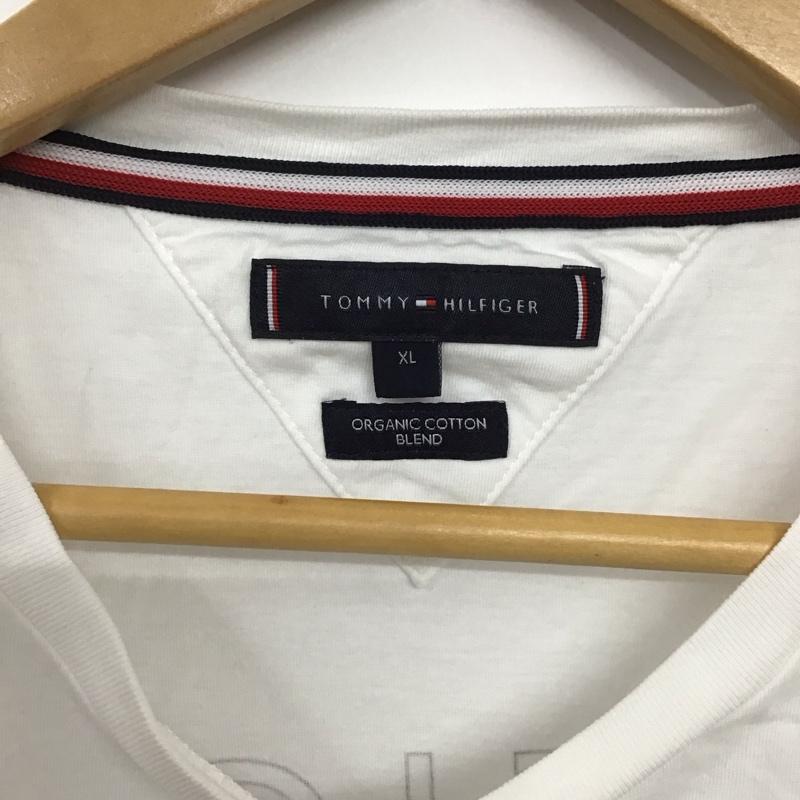 トミーヒルフィガー TOMMY HILFIGER Tシャツ 半袖 半袖カットソー プリントTシャツ クルーネックカットソー XL ロゴ、文字 白 / ホワイト /  メンズ USED 古着 中古 10134928