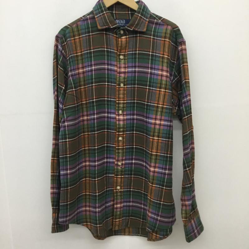 ポロラルフローレン POLO RALPH LAUREN シャツ、ブラウス 長袖 L チェック 茶 / ブラウン / X 橙 / オレンジ / X 緑 / グリーン / X 紫 / パープル /  メンズ USED 古着 中古 10119974