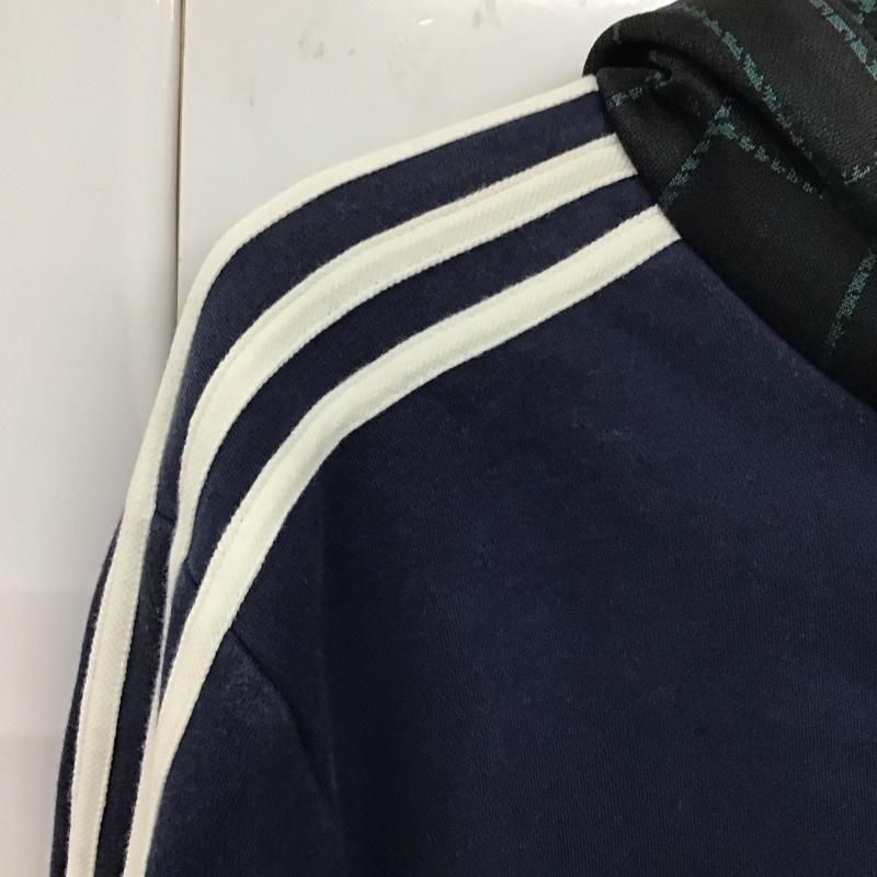 アディダス adidas パーカー 長袖 長袖パーカー プルオーバーパーカー スウェット M ロゴ、文字 紺 / ネイビー /  メンズ USED 古着 中古 10131463