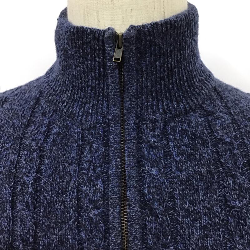 ブルックスブラザーズ BROOKS BROTHERS ニット、セーター 長袖 長袖ニット 長袖カットソー リブニット セーター ジップアップネック M 総柄 紺 / ネイビー /  メンズ USED 古着 中古 10111127