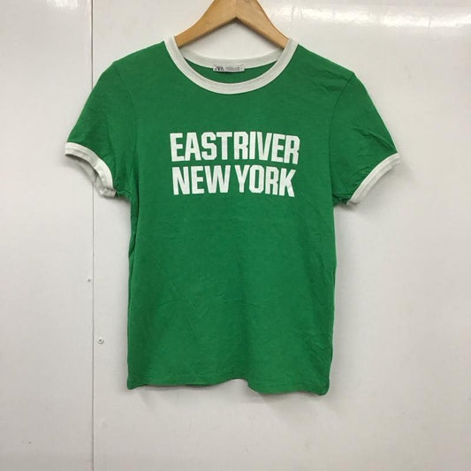 ザラ ZARA Tシャツ 半袖 M ロゴ、文字 X プリント 緑 / グリーン /  レディース USED 古着 中古 10130424