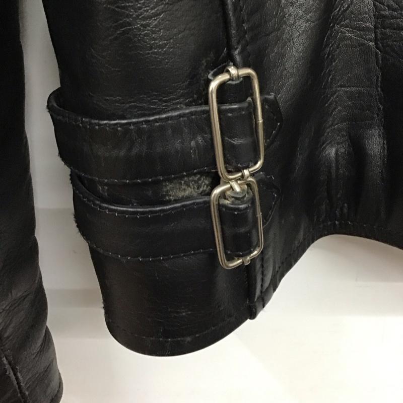 古着 USED ジャケット、上着 ジャケット、ブレザー レザージャケット ジップアップジャケット アウター シングルライダースジャケット M 無地 黒 / ブラック /  メンズ USED 古着 中古 10137450