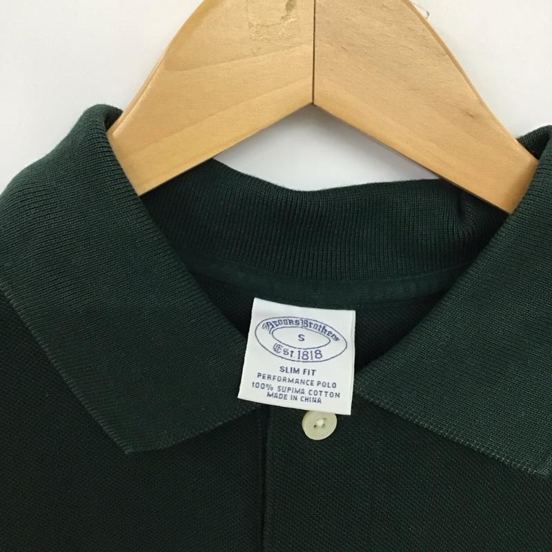 ブルックスブラザーズ BROOKS BROTHERS ポロシャツ 半袖 半袖ポロシャツ カラーシャツ 半袖カットソー S ロゴ、文字 緑 / グリーン /  メンズ USED 古着 中古 10149614