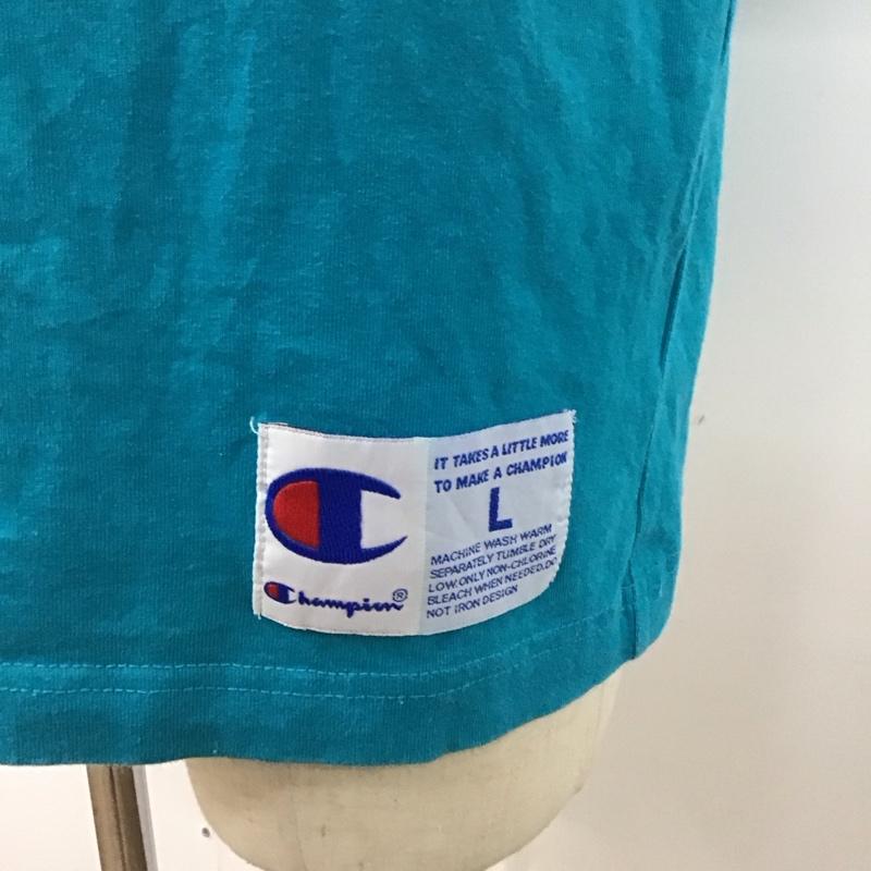 チャンピオン Champion Tシャツ 半袖 C3-F362 クルーネック ビッグロゴ L ワンポイント 青 / ブルー /  メンズ USED 古着 中古 10123520