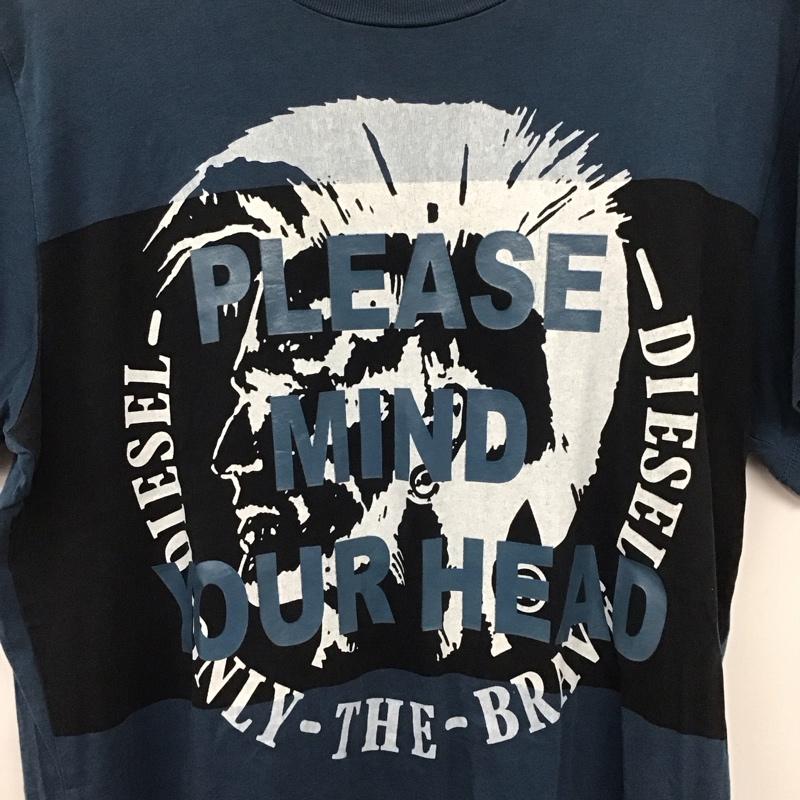 ディーゼル DIESEL Tシャツ 半袖 半袖カットソー プリントTシャツ クルーネックカットソー M プリント 青 / ブルー /  メンズ USED 古着 中古 10132372