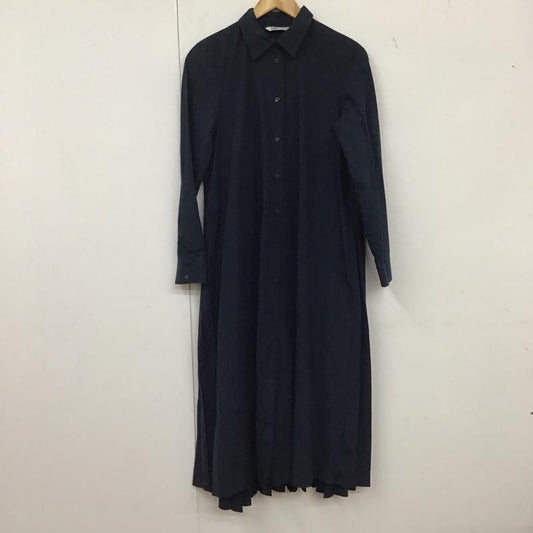 ザラ ZARA ワンピース ロングスカート 長袖シャツロングワンピース フレアワンピース ロングシャツワンピース XS 無地 紺 / ネイビー /  レディース USED 古着 中古 10136026