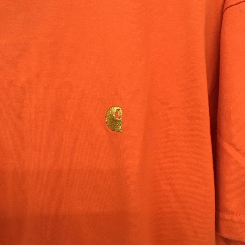 カーハート Carhartt Tシャツ 半袖 半袖カットソー プリントTシャツ クルーネックカットソー M ロゴ、文字 橙 / オレンジ /  メンズ USED 古着 中古 10140313